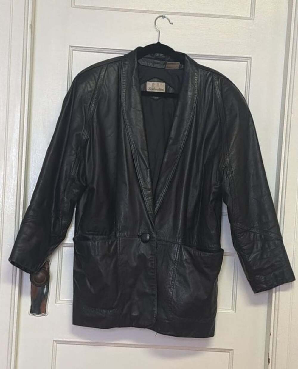 Vintage Distinction Genuine Leather Blazer Jacket Black Size M